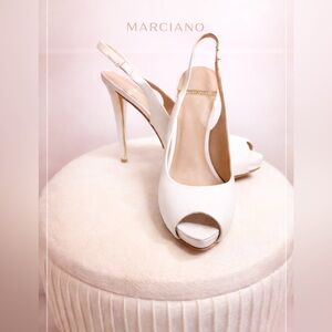 ❌ (sold) | Elegant White Marciano Peep-Toe Heels 👠 (not for sale)